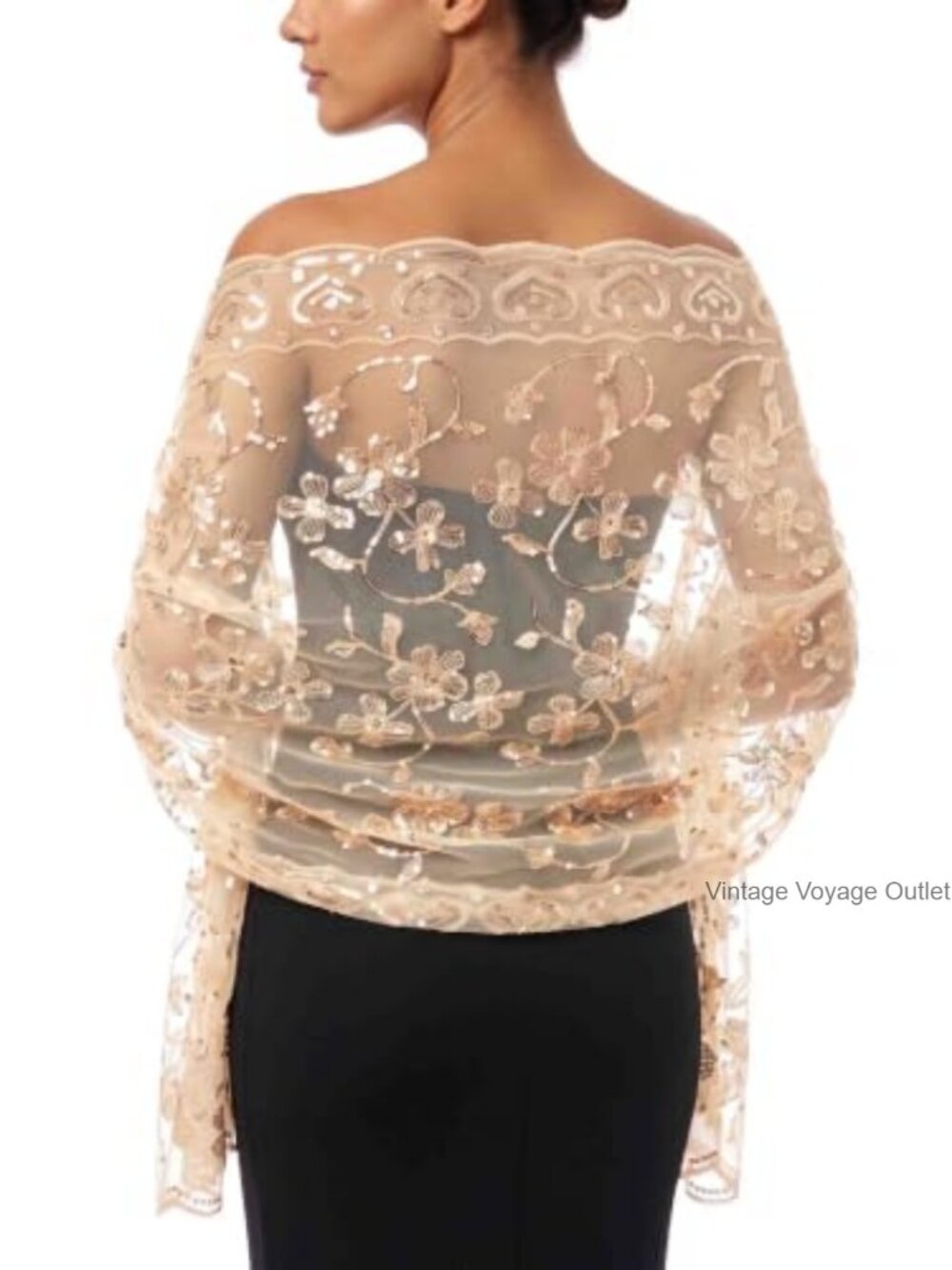Sequin Shawl Wrap Sheer Scarf Wedding Evening Cover Up